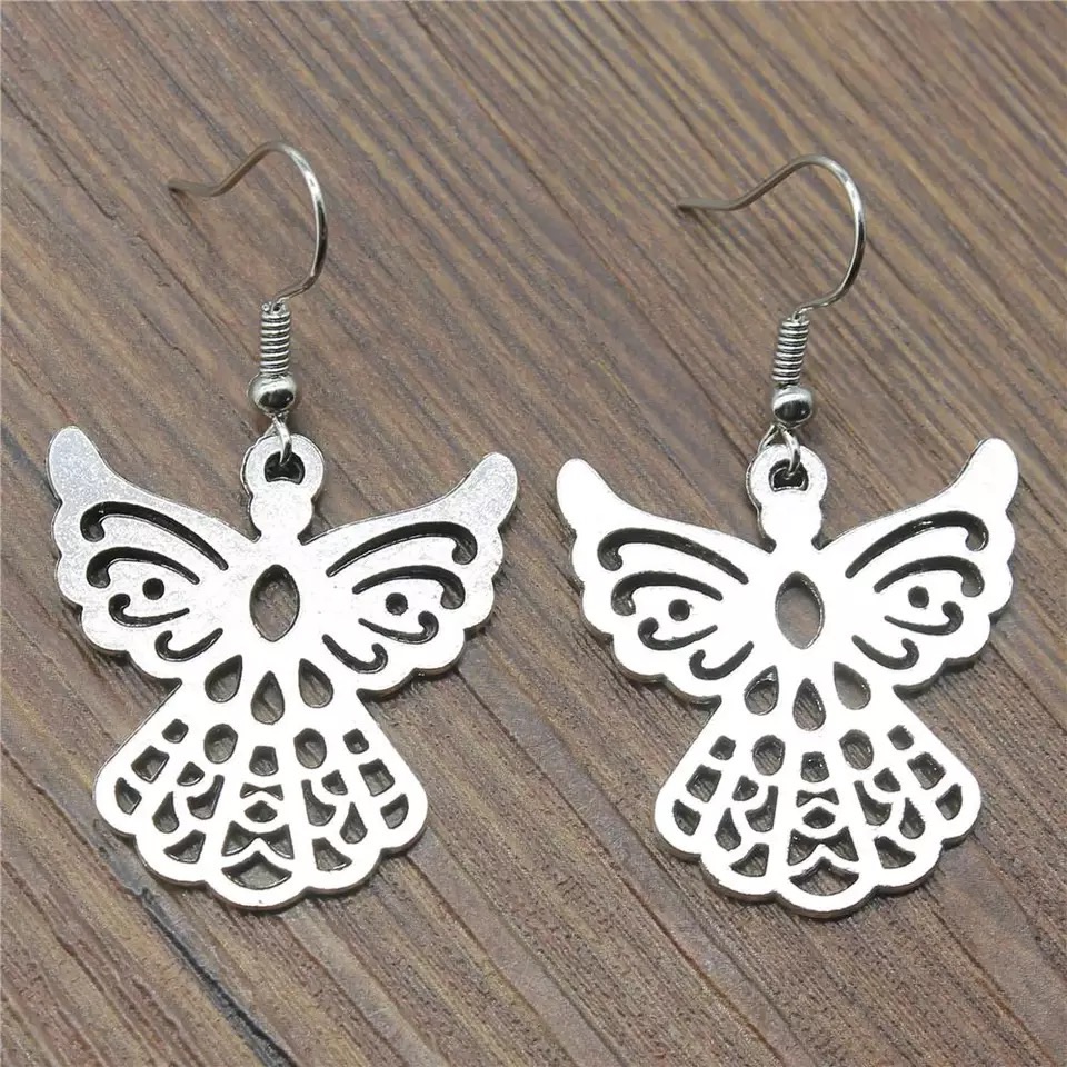 Hollowed Angel Charm Dangle Earrings